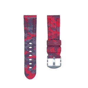 Tempomat 22mm Red Digi Rubber Strap-Breitling, Tudor, Panerai, Tag, Rolex, Seiko